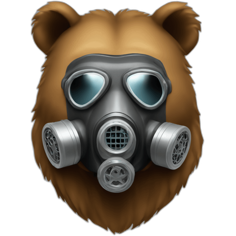 grizzly bear face wearing gas mask emoji