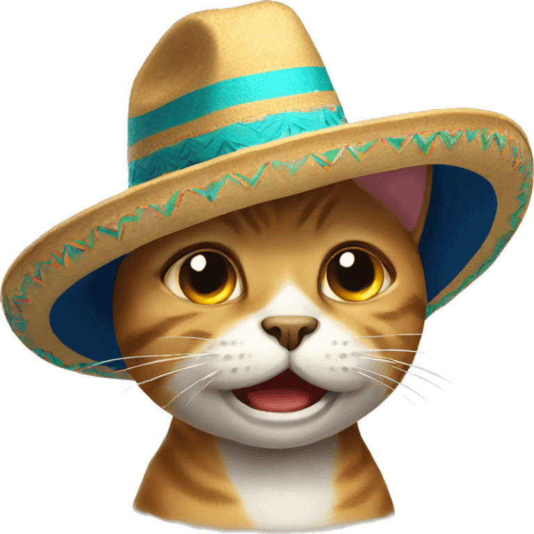 a cat with a sombrero hat crying emoji