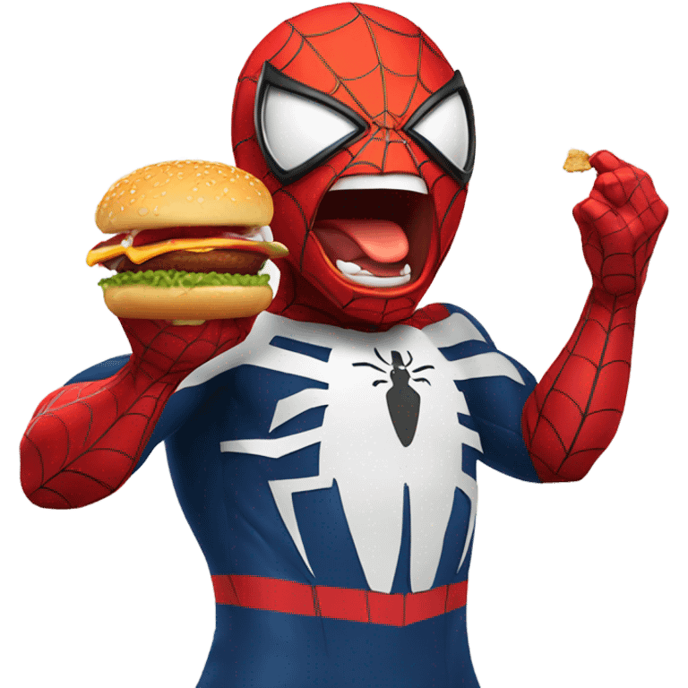 spiderman eating burger emoji