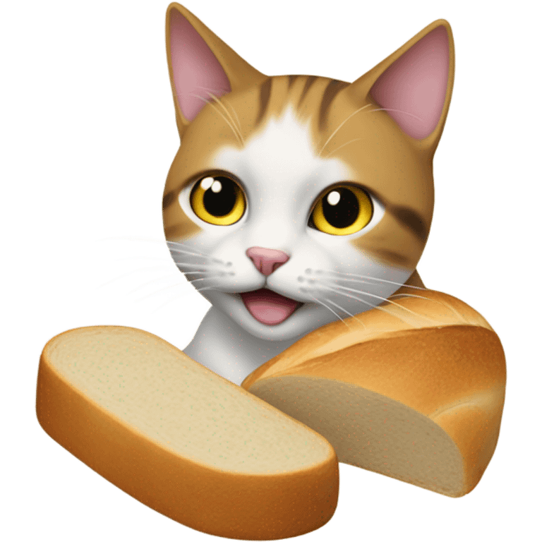 Cat eating bread emoji