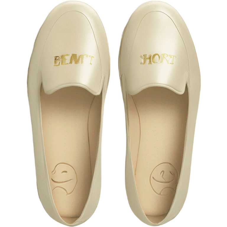 Flats slip on cream gold emoji