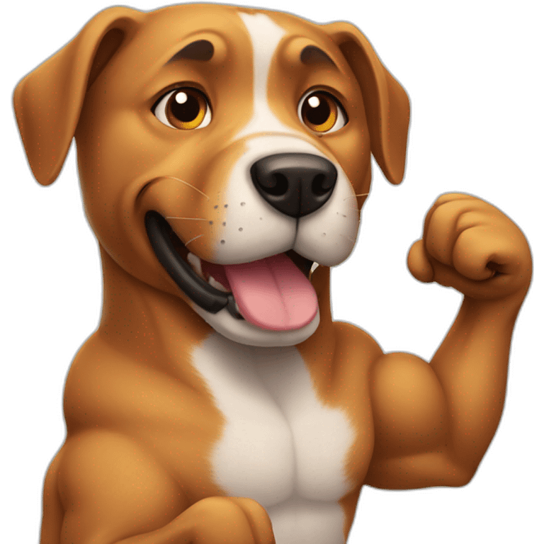 dog showing off biceps emoji