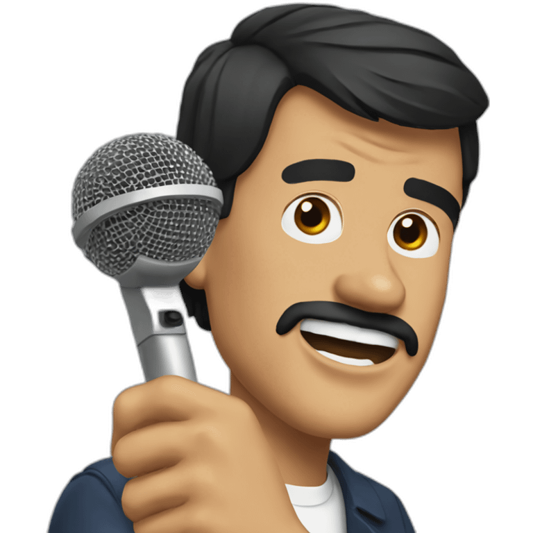 Pedro Sanchez holding a microphone emoji