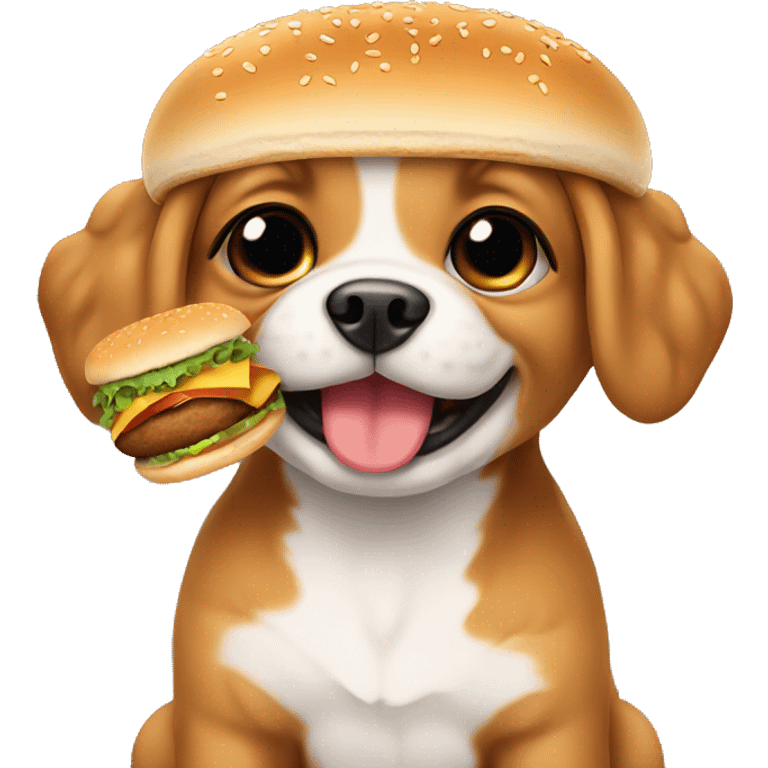 Cute puppy with a burger emoji