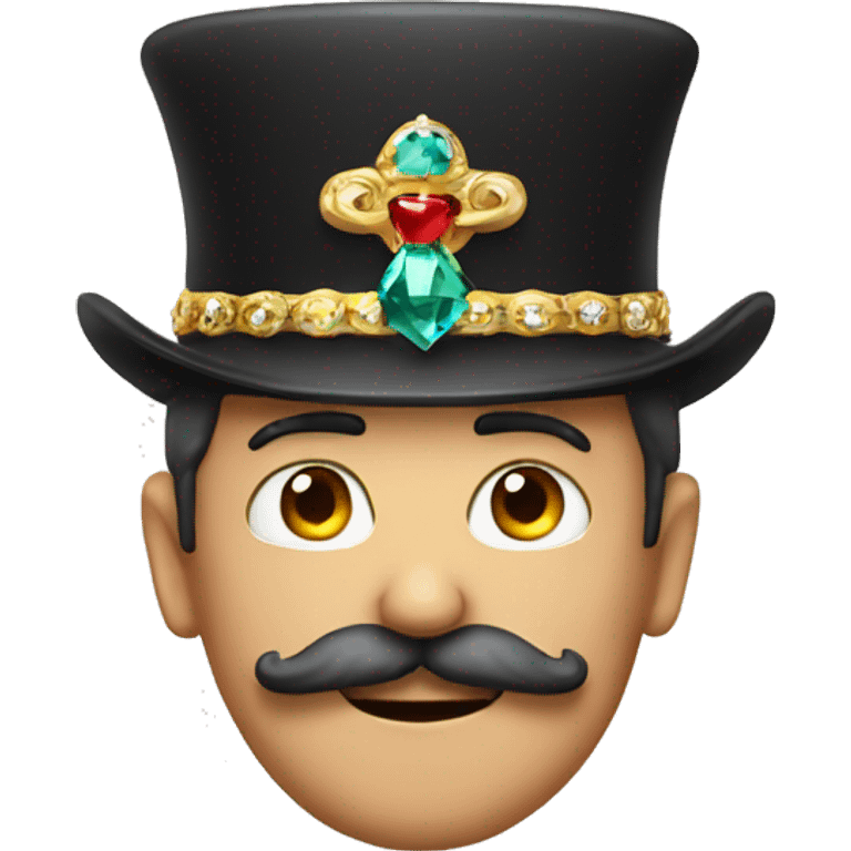 man with moustache and jewel hat emoji