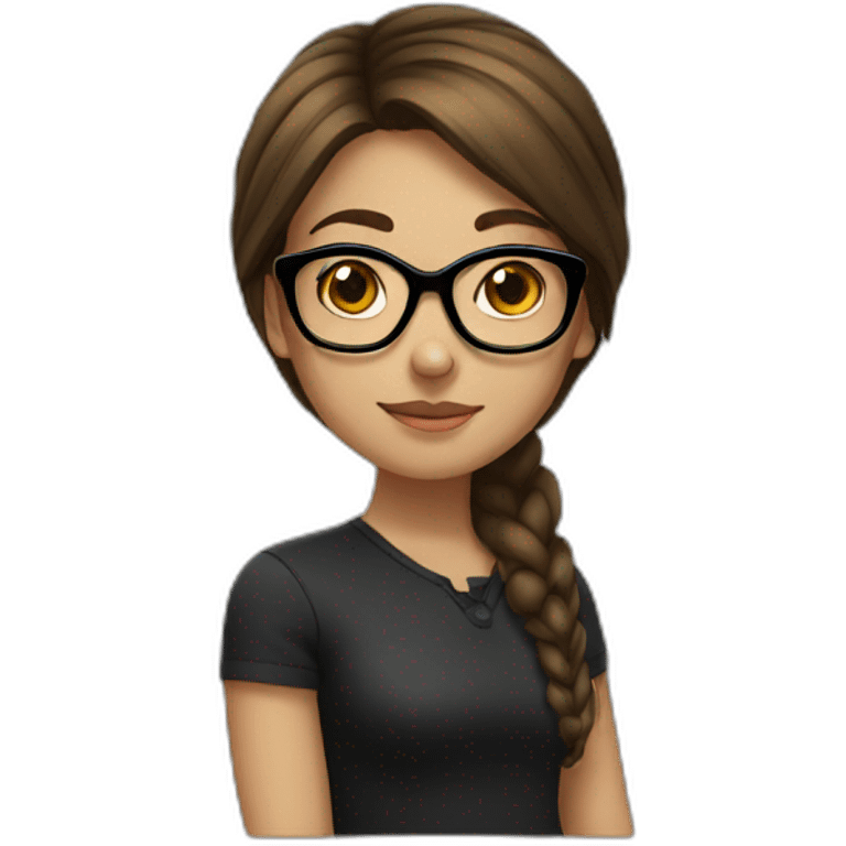 brown haired girl with black glasses  emoji