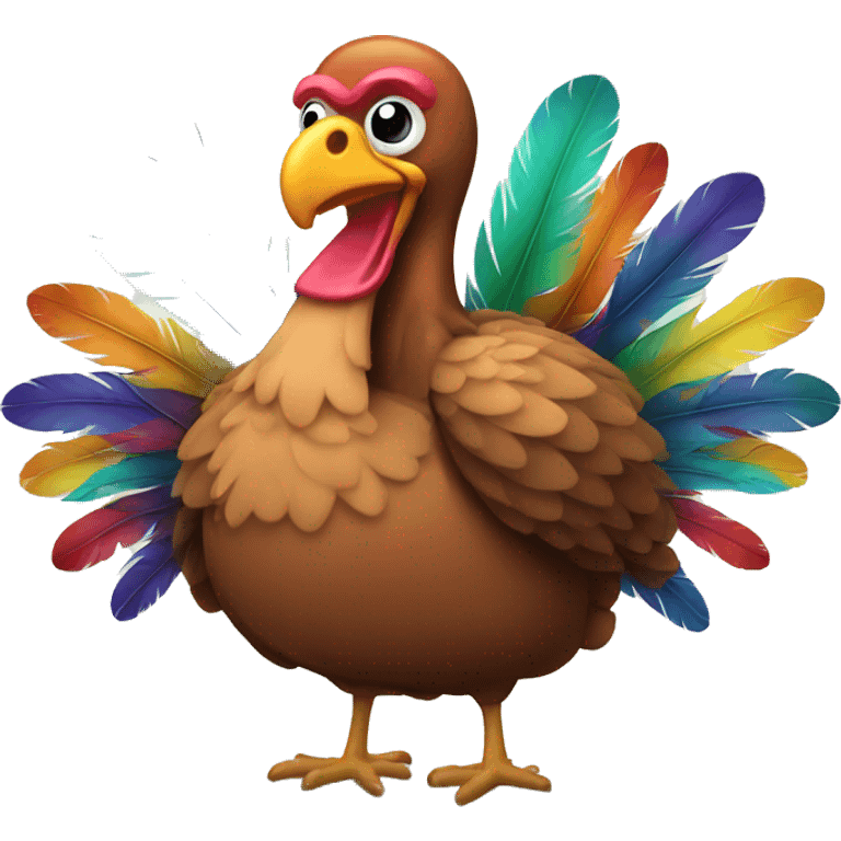 Turkey with colorful feathers emoji