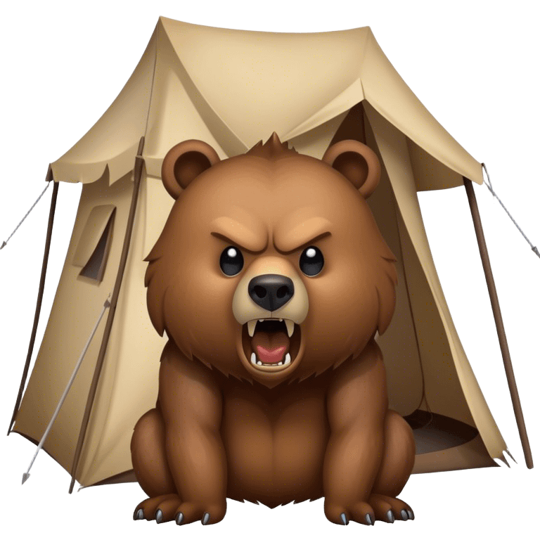 angry grizzly bear outside of a tent emoji