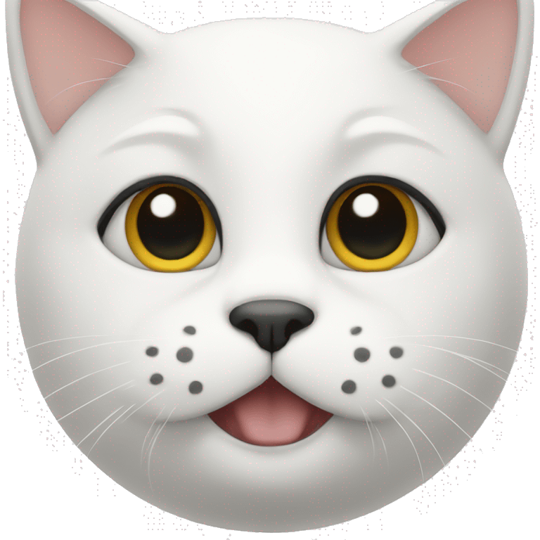 White Cat with black dots emoji