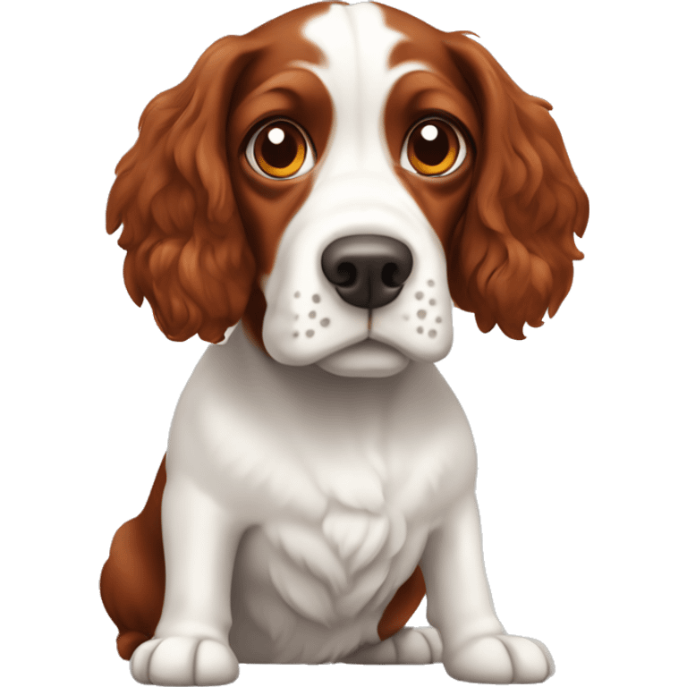 Red and white french britanny spaniel dog emoji