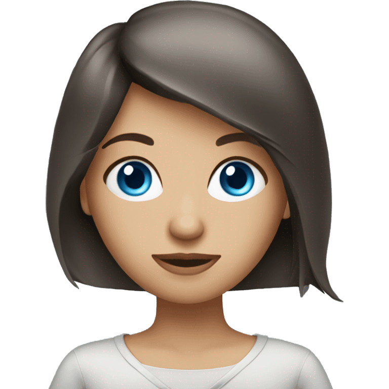 Brunette girl blue eyes with laptop emoji