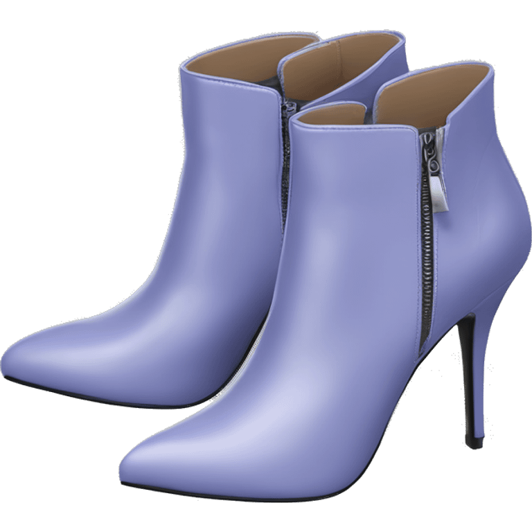 Realistic isolated top view of a pair of periwinkle zippered stiletto ankle bootie boots.  emoji