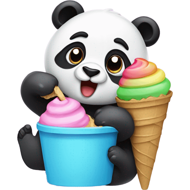 Panda eating ice cream emoji