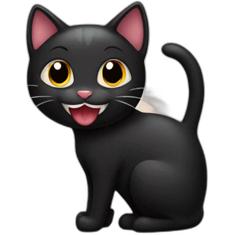 smiling black cat with heart emoji