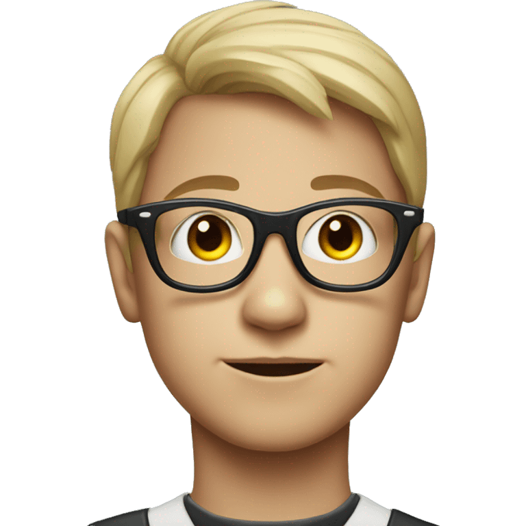 portrait of a boy with glasses in batman mask emoji