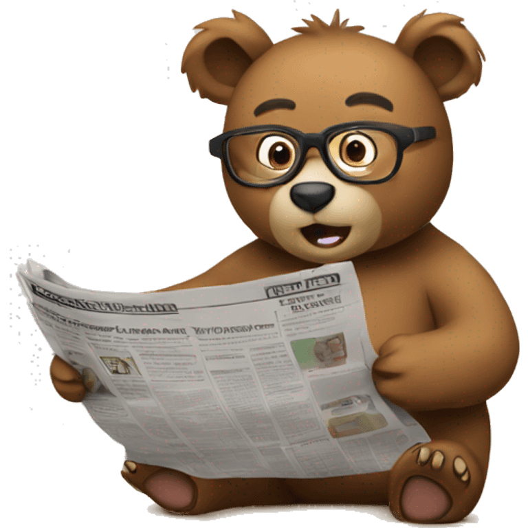 bear in classroom wearing glasses reading newspaper emoji