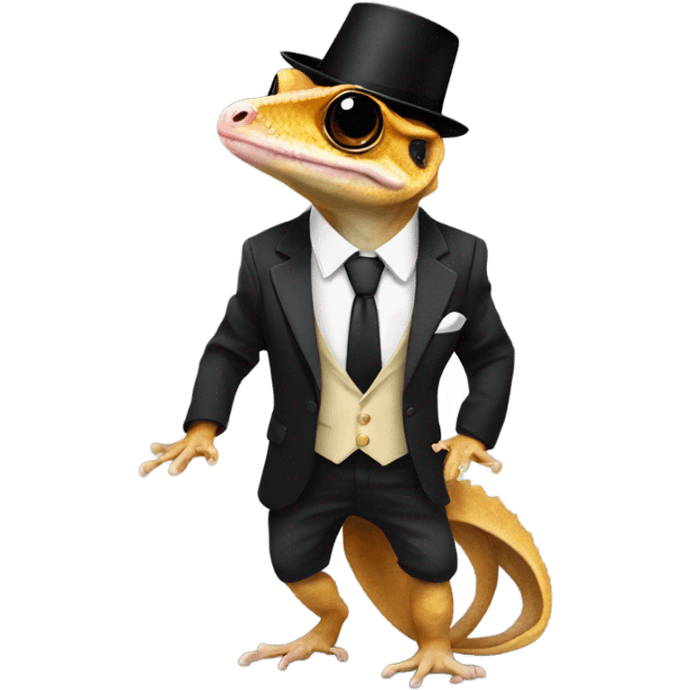 Crested gecko wearing a suit emoji