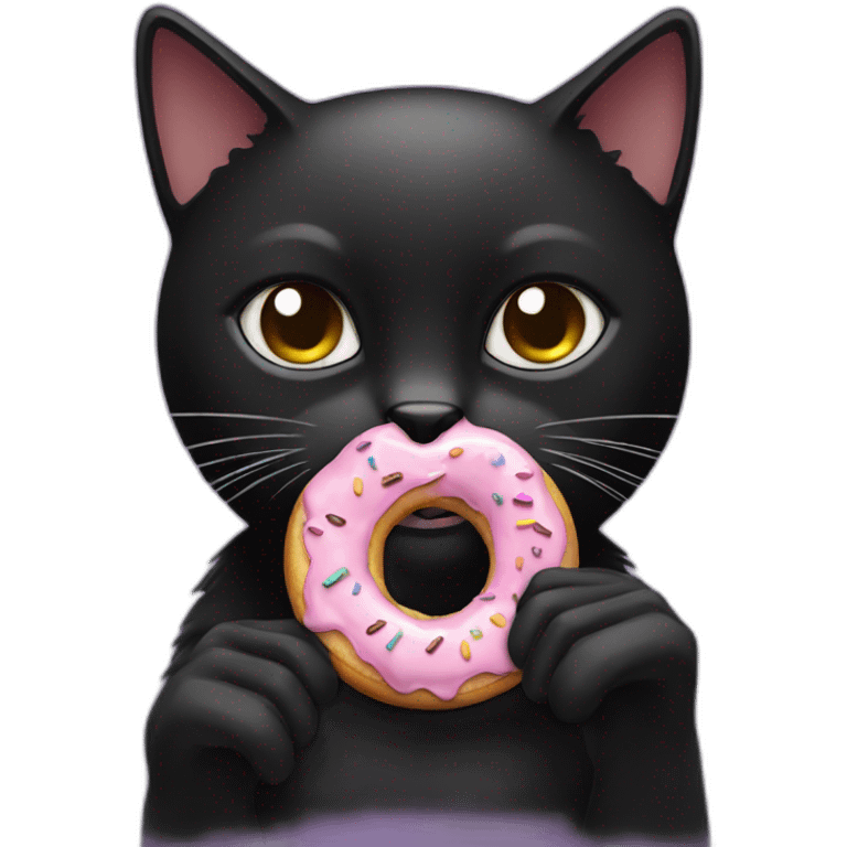 Black cat with donut emoji