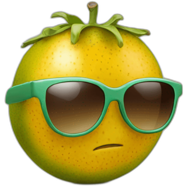 a passion fruit with sunglasses emoji