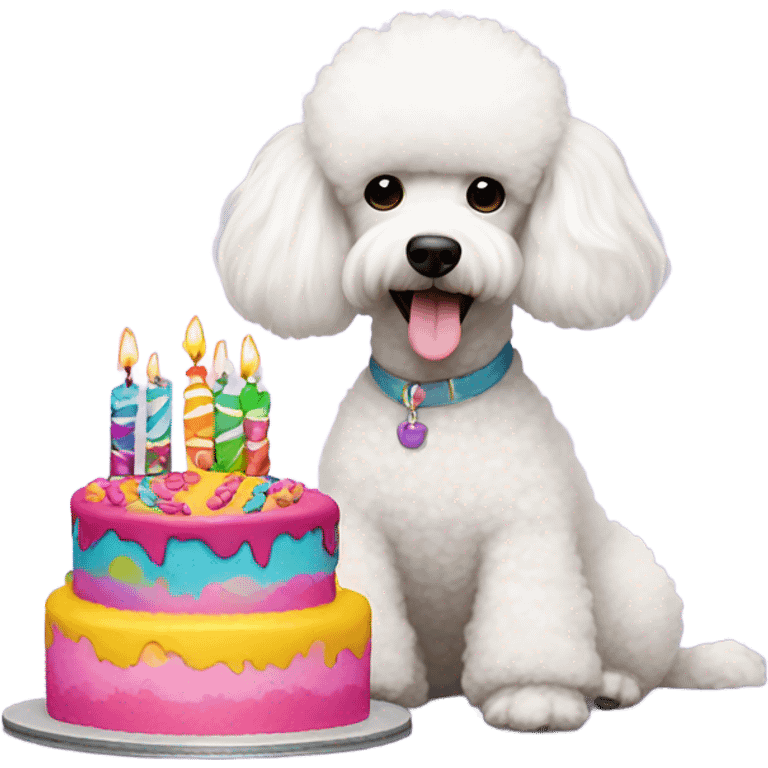 White poodle with a cake emoji