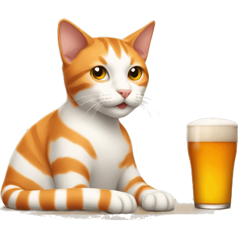 An orange and white stripped cat in a brewery  emoji