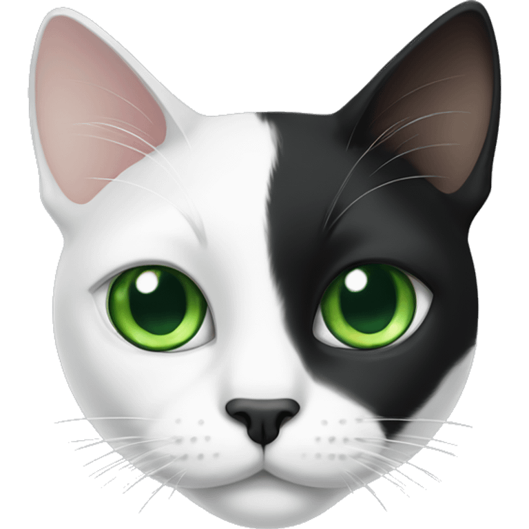 Black white cat with green eyes and patch over one eye emoji