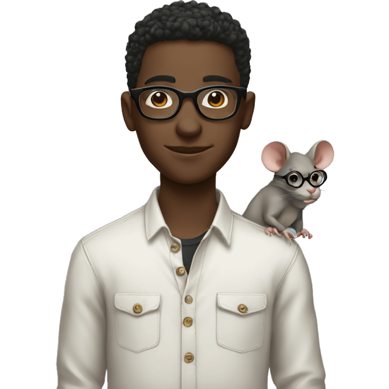 stylish boy with glasses and a rat emoji