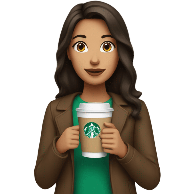 Brunette with Starbucks  emoji