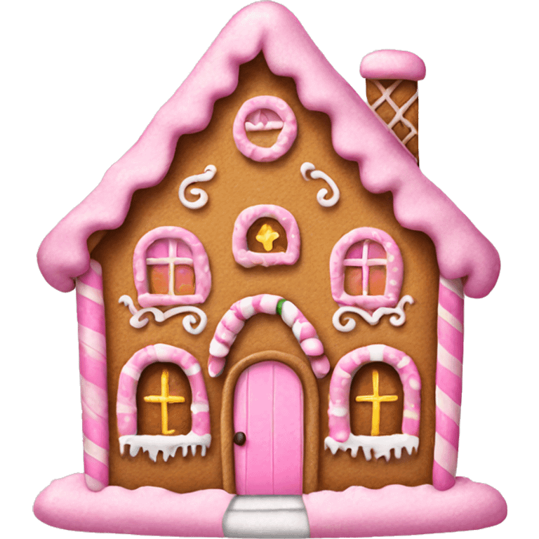 Gingerbread house pink emoji