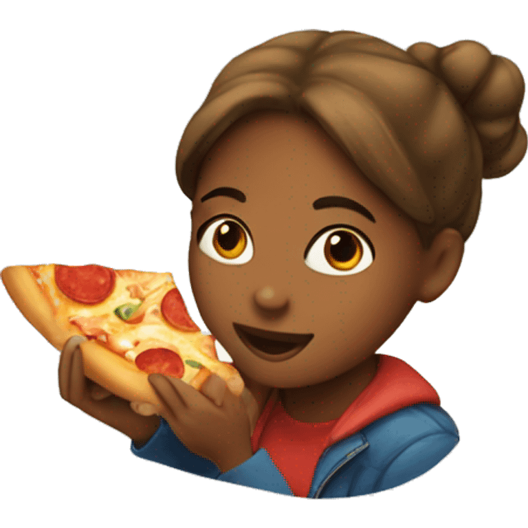 A girl eating pizza emoji