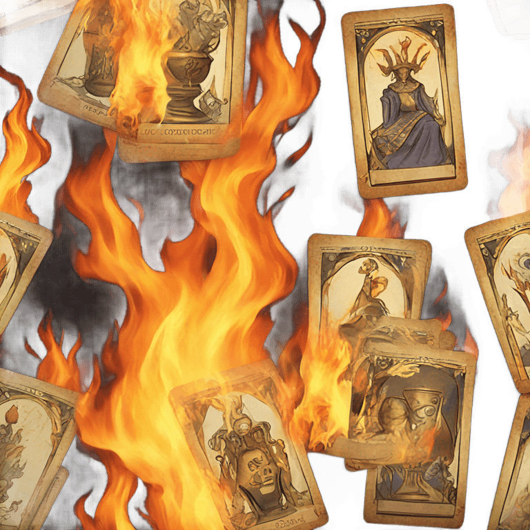 tarot cards in fire emoji