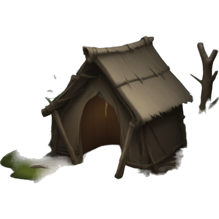 Makeshift hut in dark woods emoji