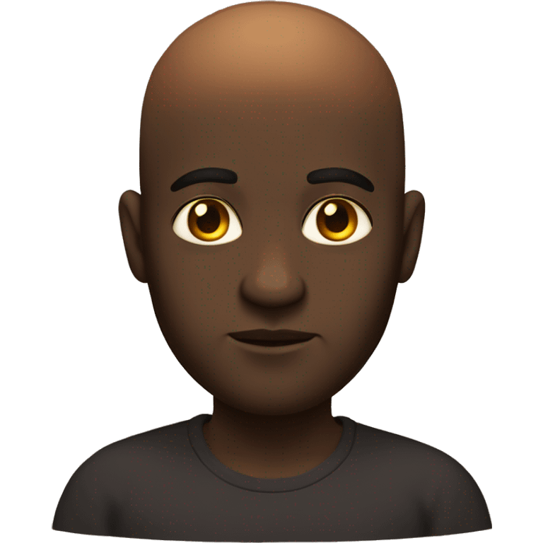 dark-skinned, with honey-colored eyes, bald, little beard and a little overweight emoji