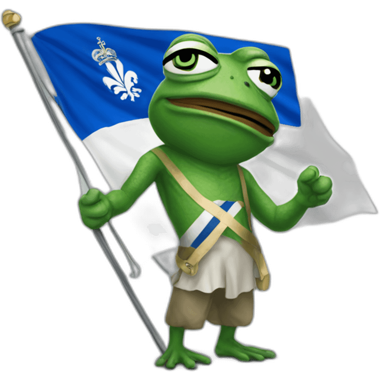 Pepe the frog holding Quebec flag emoji