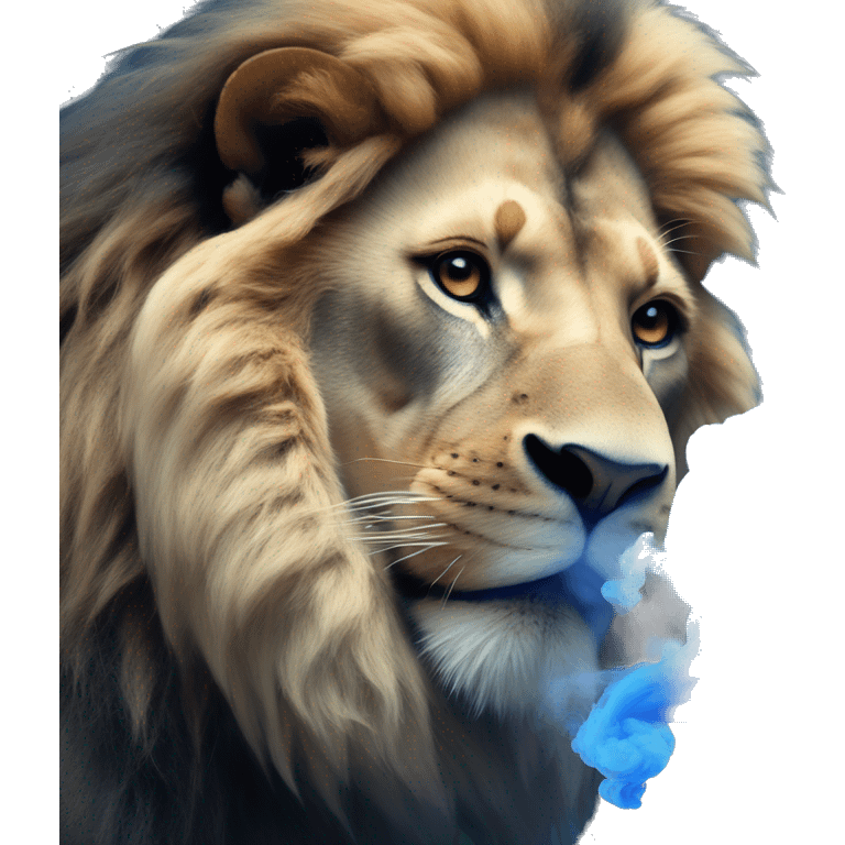 Lion w blue smoke  emoji