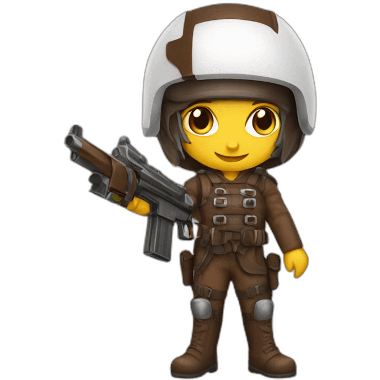 Chocorroles Marinela with gun and helmet brown emoji