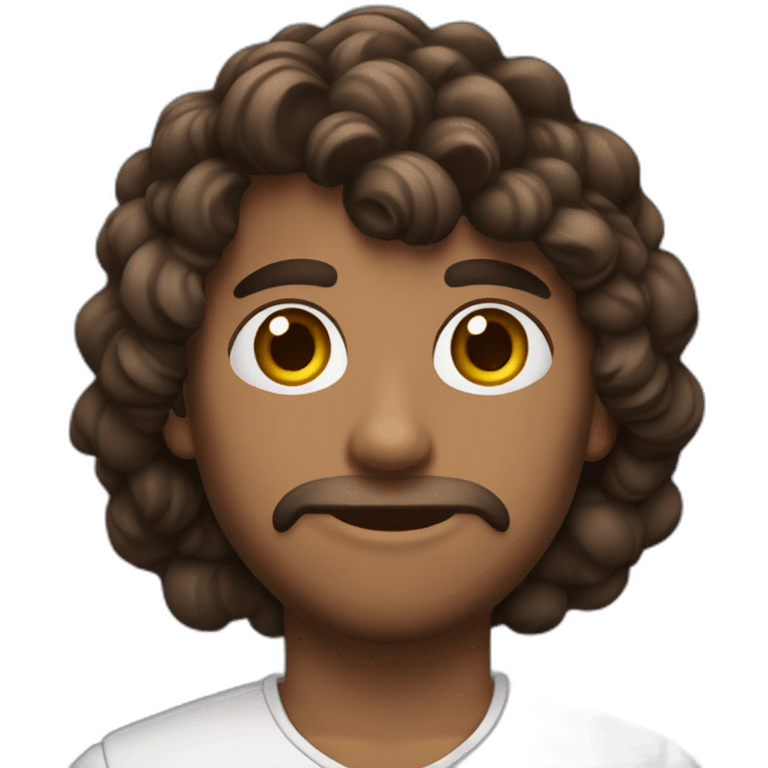 Pelo largo ondulados ojos marrones , trigueño hombre  emoji