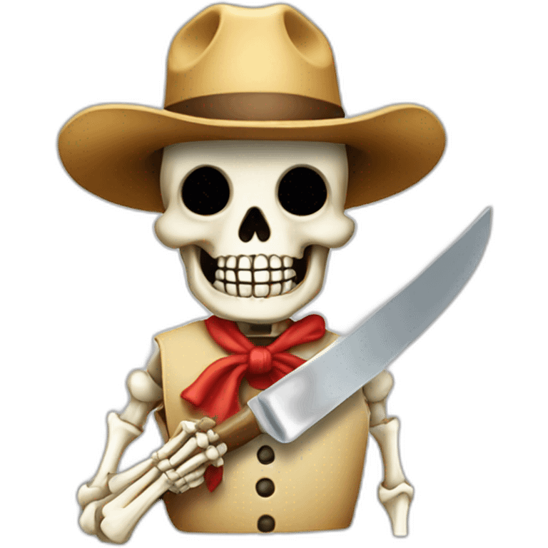 chef skeleton with cowboy hat, holding a knife emoji