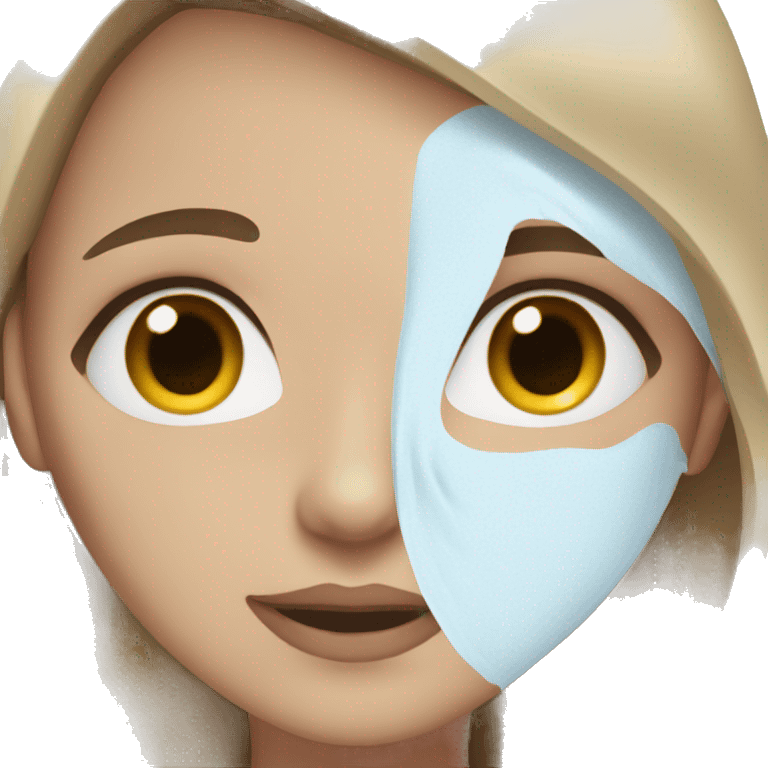 white girl with blue eyes and brown hair doing skincare emoji