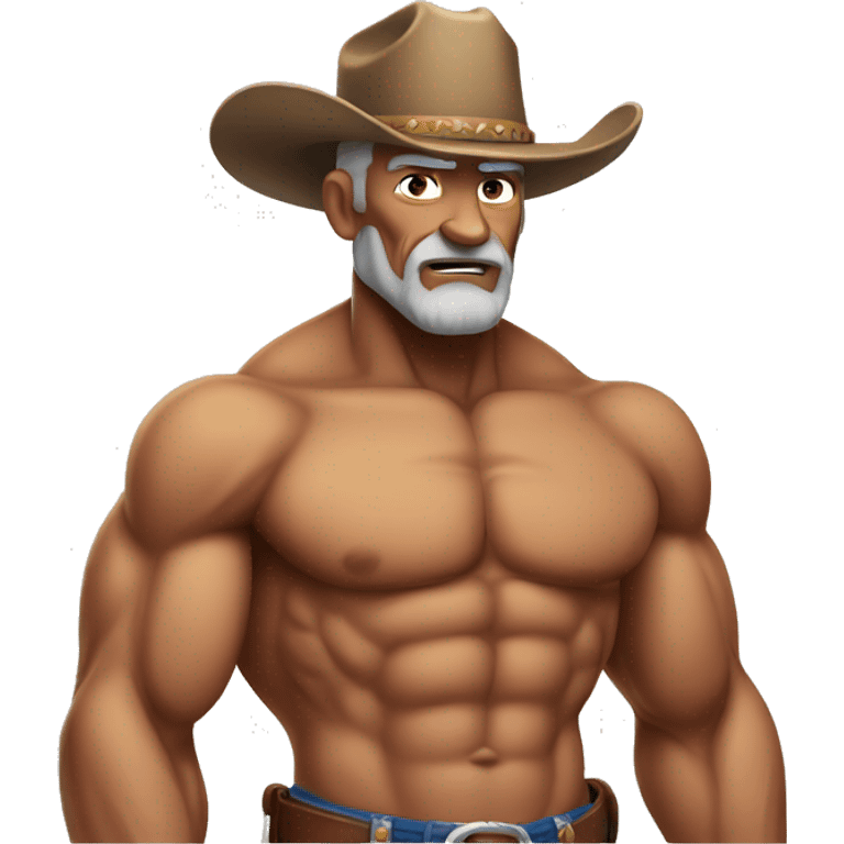 muscular old cowboy shirtless emoji