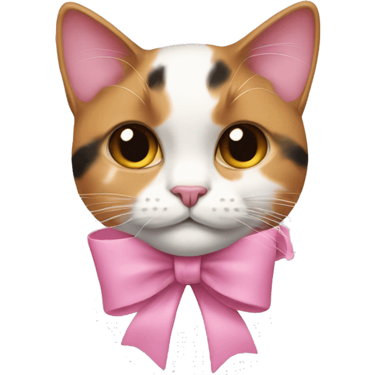 calico cat with a pink bow emoji