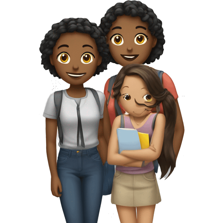 Three girl friends students  emoji