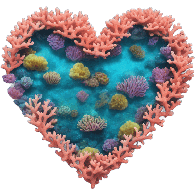 Colorful ocean Coral reef in a the shape of a heart emoji