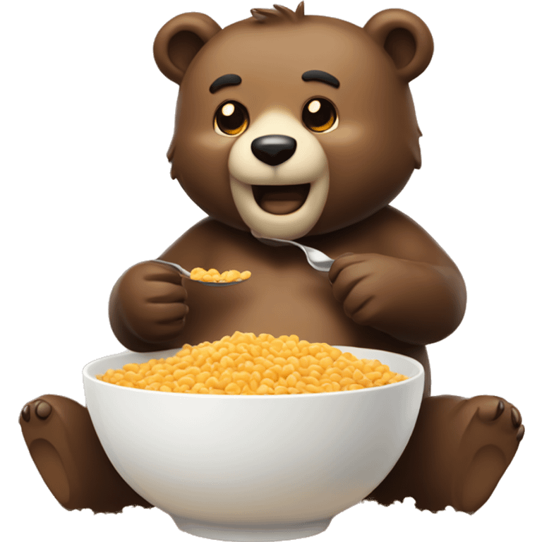 Bear eating a bowl of cereals emoji