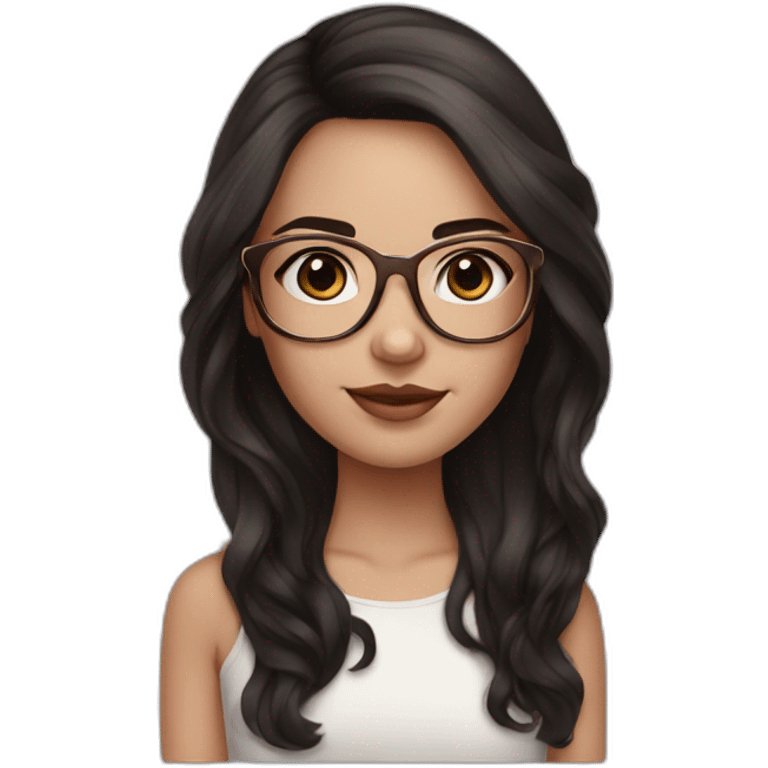 young white girl with rose gold glasses and black to brown hair emoji