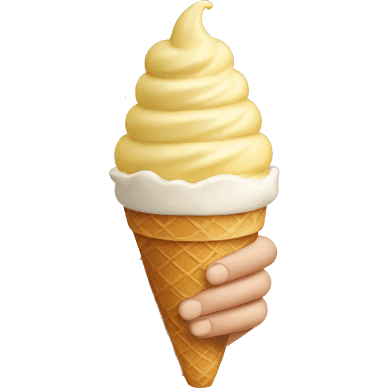 hand holding ice cream cone and hand thumbs up emoji