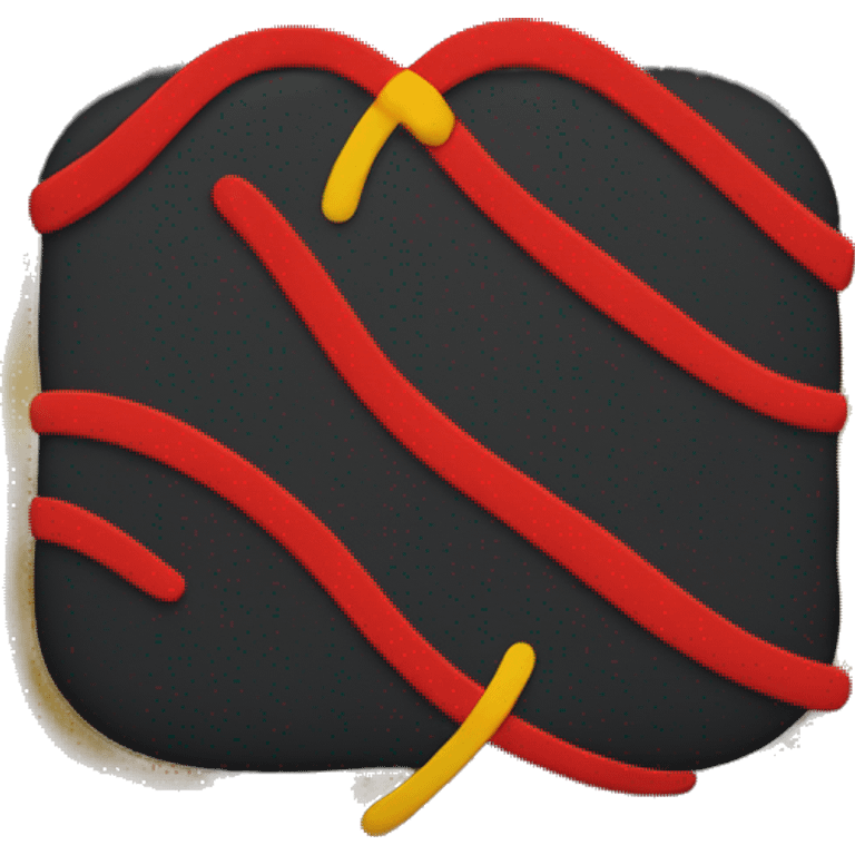 A wavy black and red rectangle with a yellow circle in the middle emoji