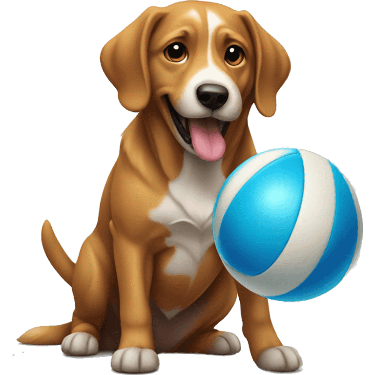 Dog playing fetch in pool emoji