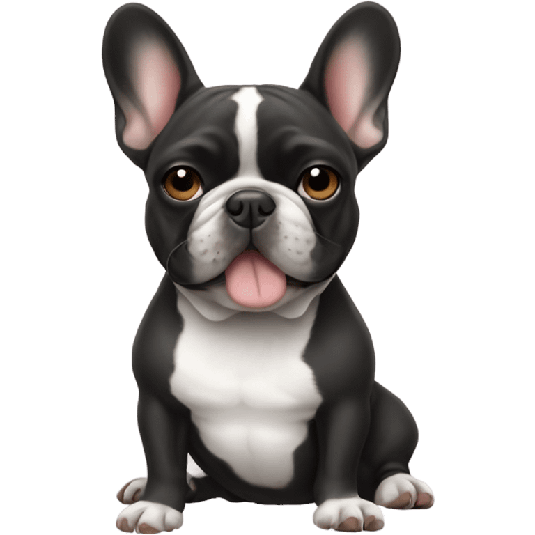 French bulldog giving a peace sign emoji