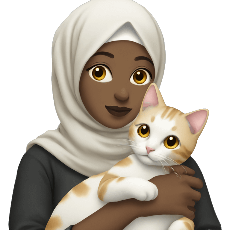 Pale Hijabi holding a cat  emoji